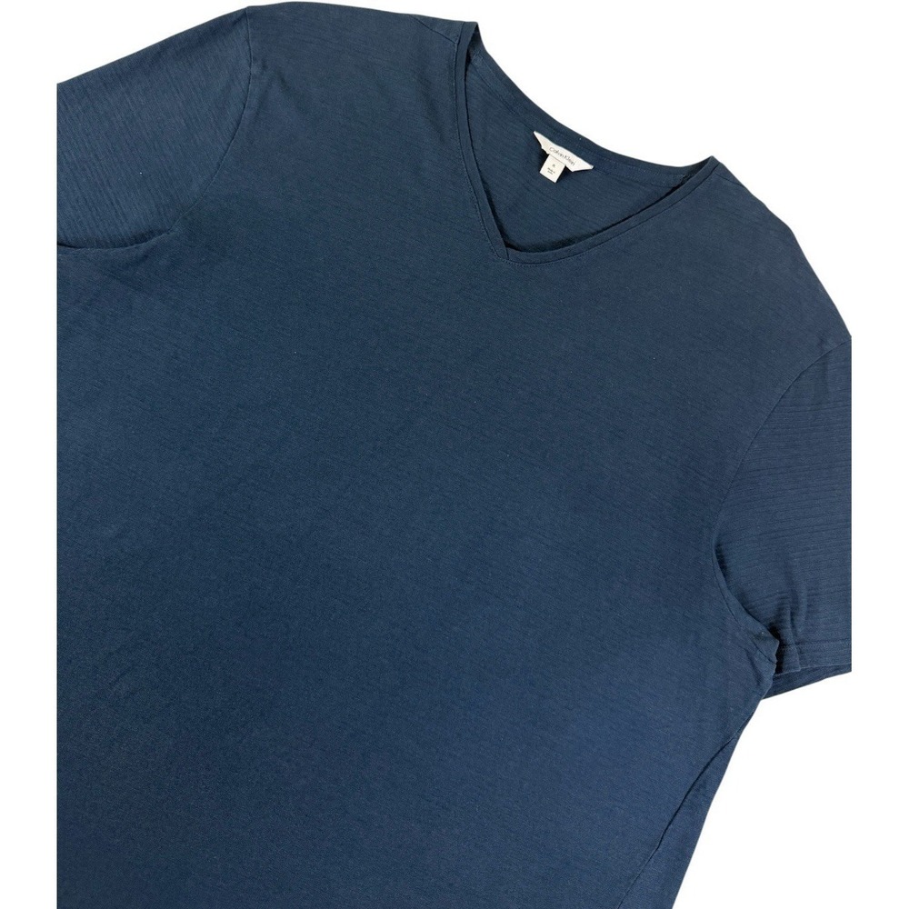 Calvin Klein Men's Liquid‎ Cotton V-Neck Blue T-Shirt Size XL